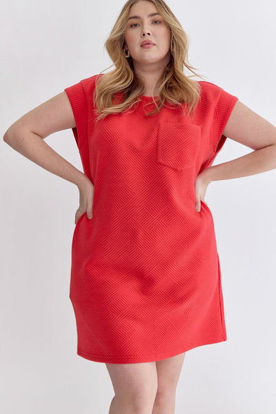 Sleeveless Textured T-Shirt Mini Plus Size Dress by Entro Clothing