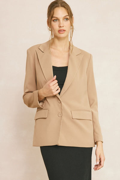 Solid Blazer with Front Pockets by Entro Clothing