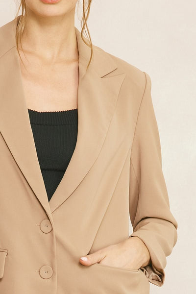 Solid Blazer with Front Pockets by Entro Clothing