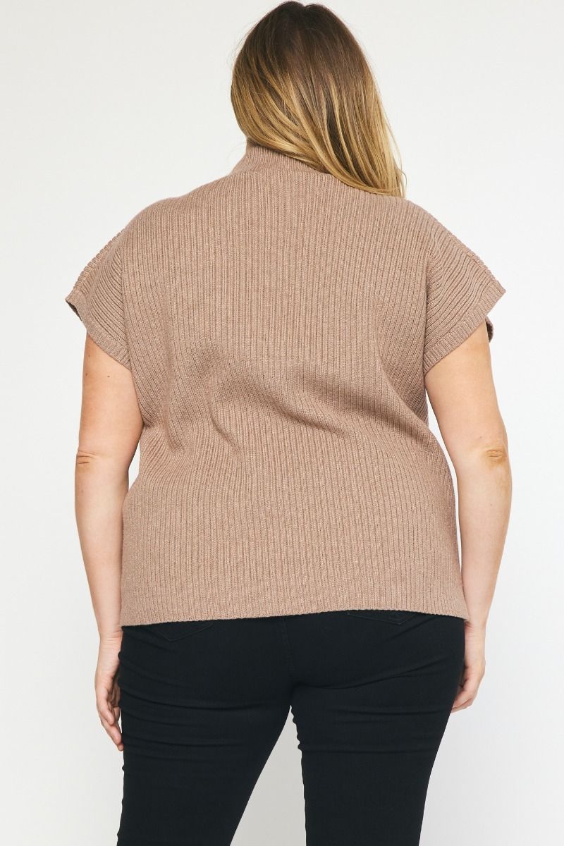 Solid Mock Neck Knit Crop Top in Plus Size by Entro Clothing