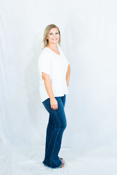 Solid V-Neck Basic Top by Entro