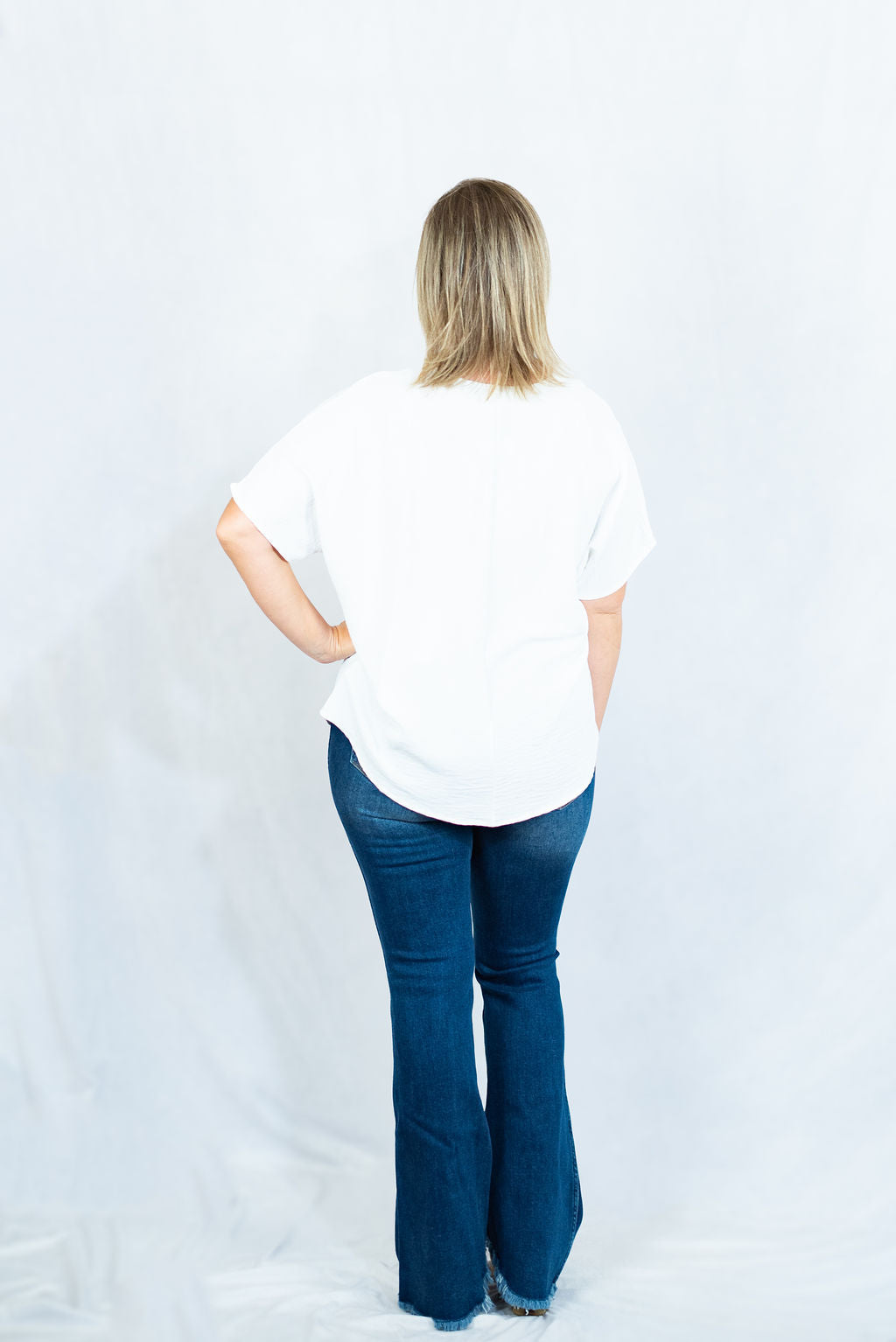 Solid V-Neck Basic Top by Entro