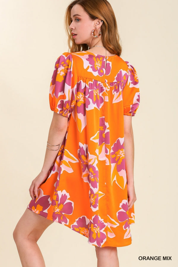 Tropical Flower Print Mini Vacation Dress by Umgee Clothing