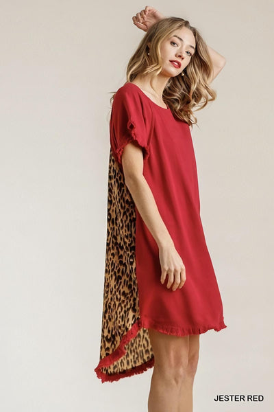 Animal Print Back Linen High-Low Dress by Umgee Clothing