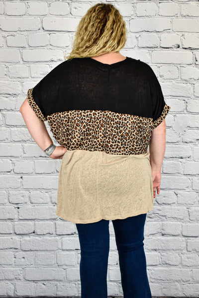 Animal Print Top Three-Toned Color Block in Plus Size by Umgee