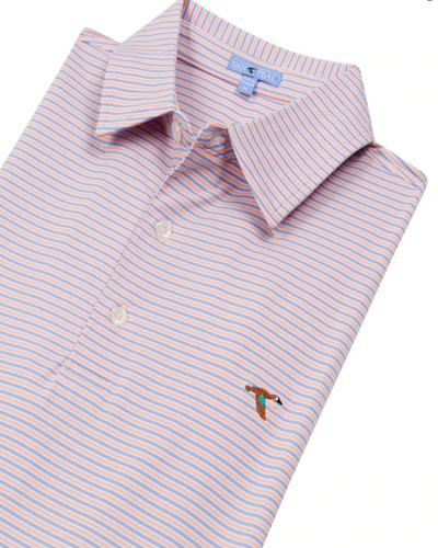 Apricot Freeport Stripe Performance Polo by GenTeal Apparel