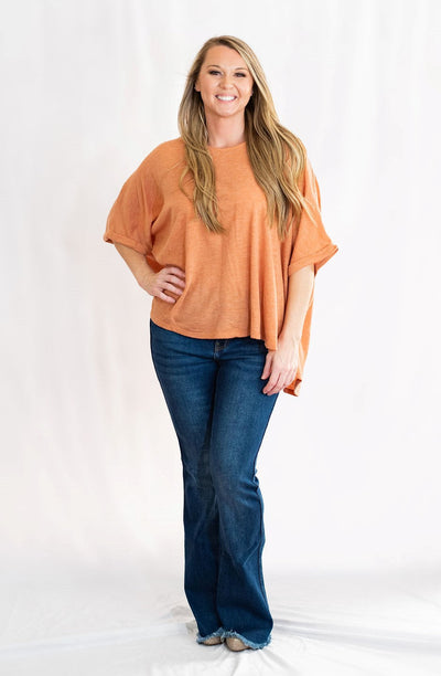 Basic Knit Top with Folded Dolman Sleeves by Umgee Clothing