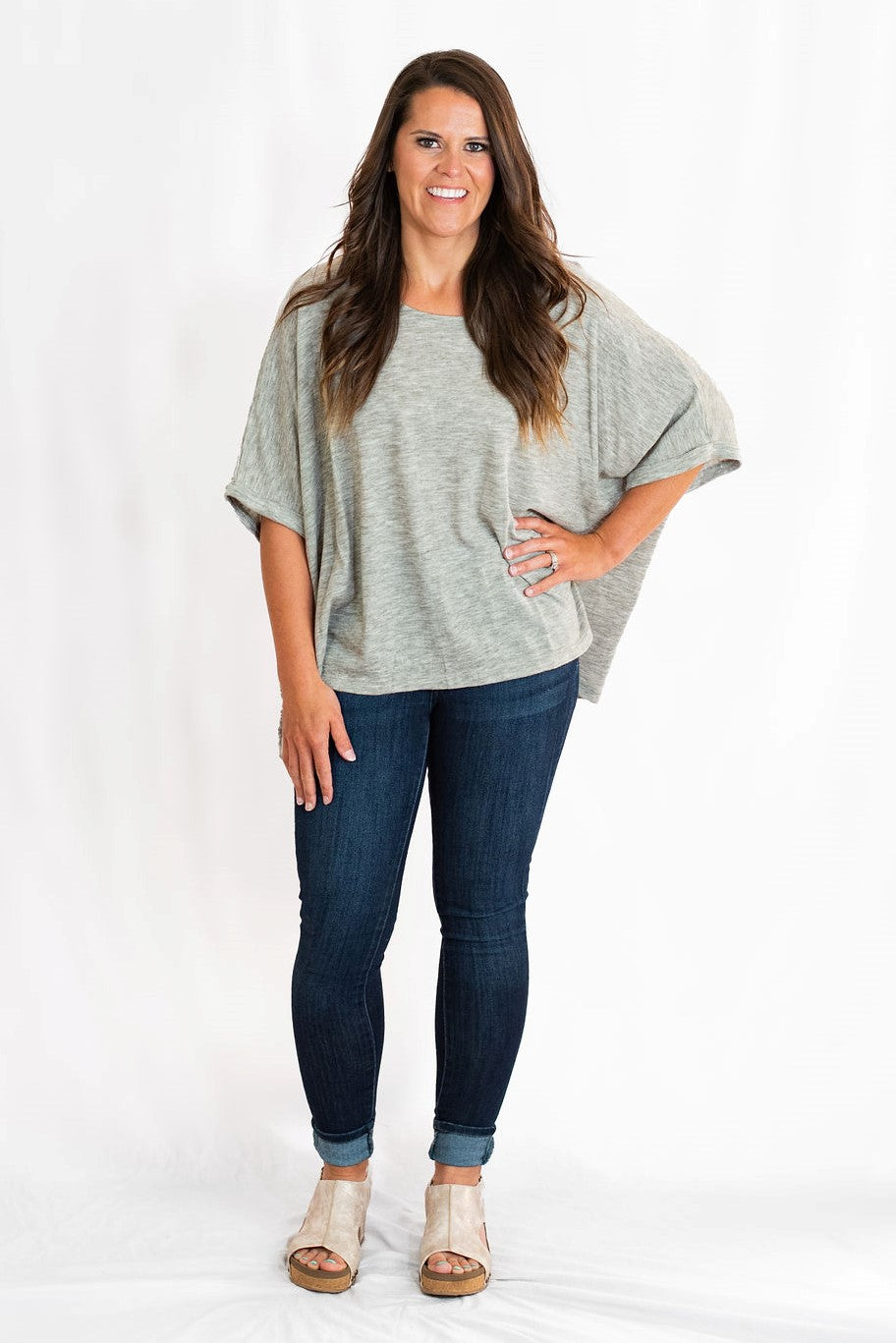 Basic Knit Top with Folded Dolman Sleeves by Umgee Clothing