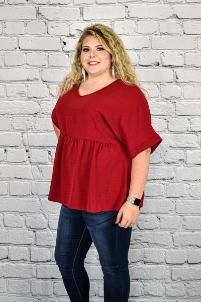 Basic V-Neck Babydoll Tunic Top in Plus Size by Jodifl