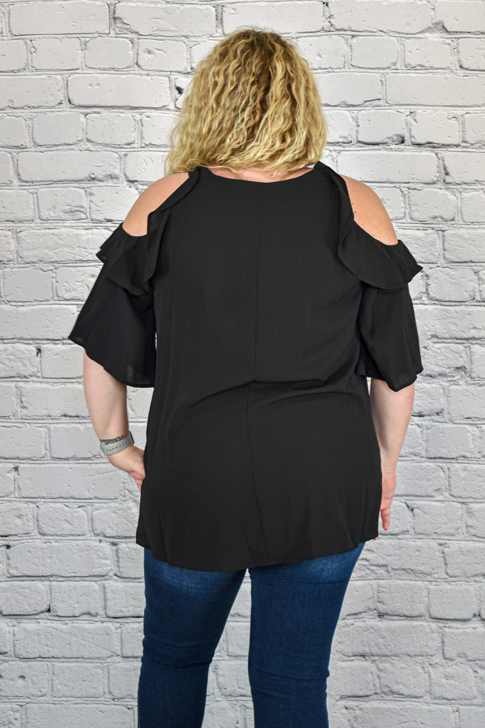 Black cold shoulder fashion tunic