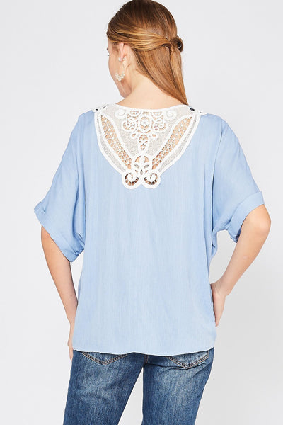 Crochet Back Button Down Top by Entro
