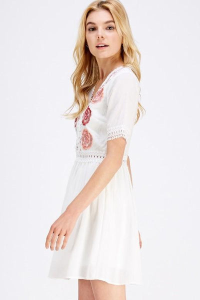 Crochet Embroidered Peasant Dress by Entro