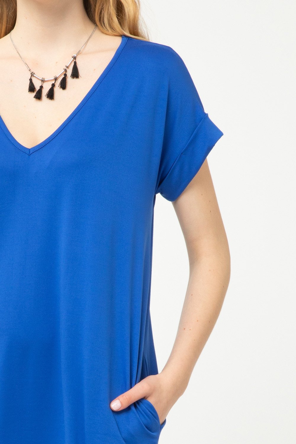 V fashion neck dress t shirt