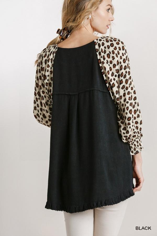 Dolman Sleeve Tunic Top with Animal Print by Umgee Clothing