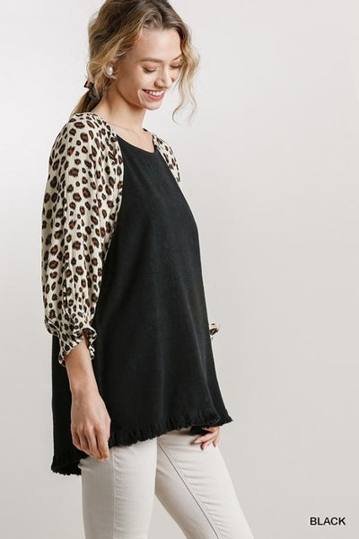 Dolman Sleeve Tunic Top with Animal Print by Umgee Clothing