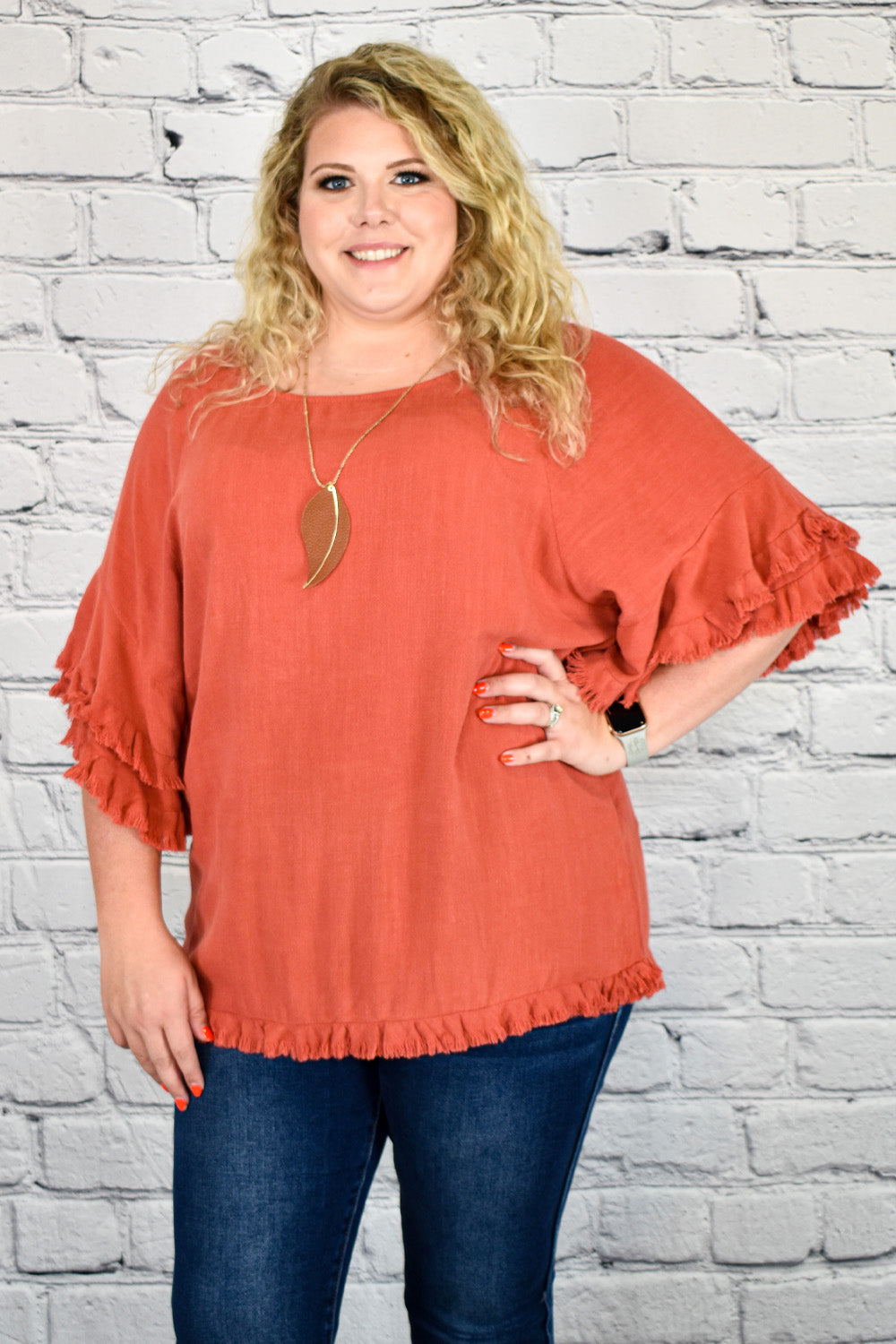 Umgee Plus Size Double Ruffle Sleeve Frayed Hem Tunic Top – Hometown  Heritage Boutique