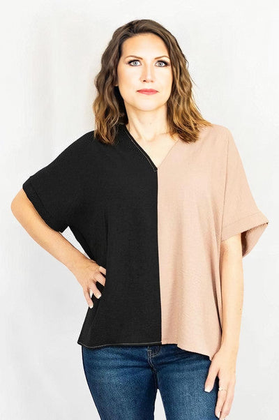 Duo-Tone Colorblock Boxy Top by Jodifl Collection