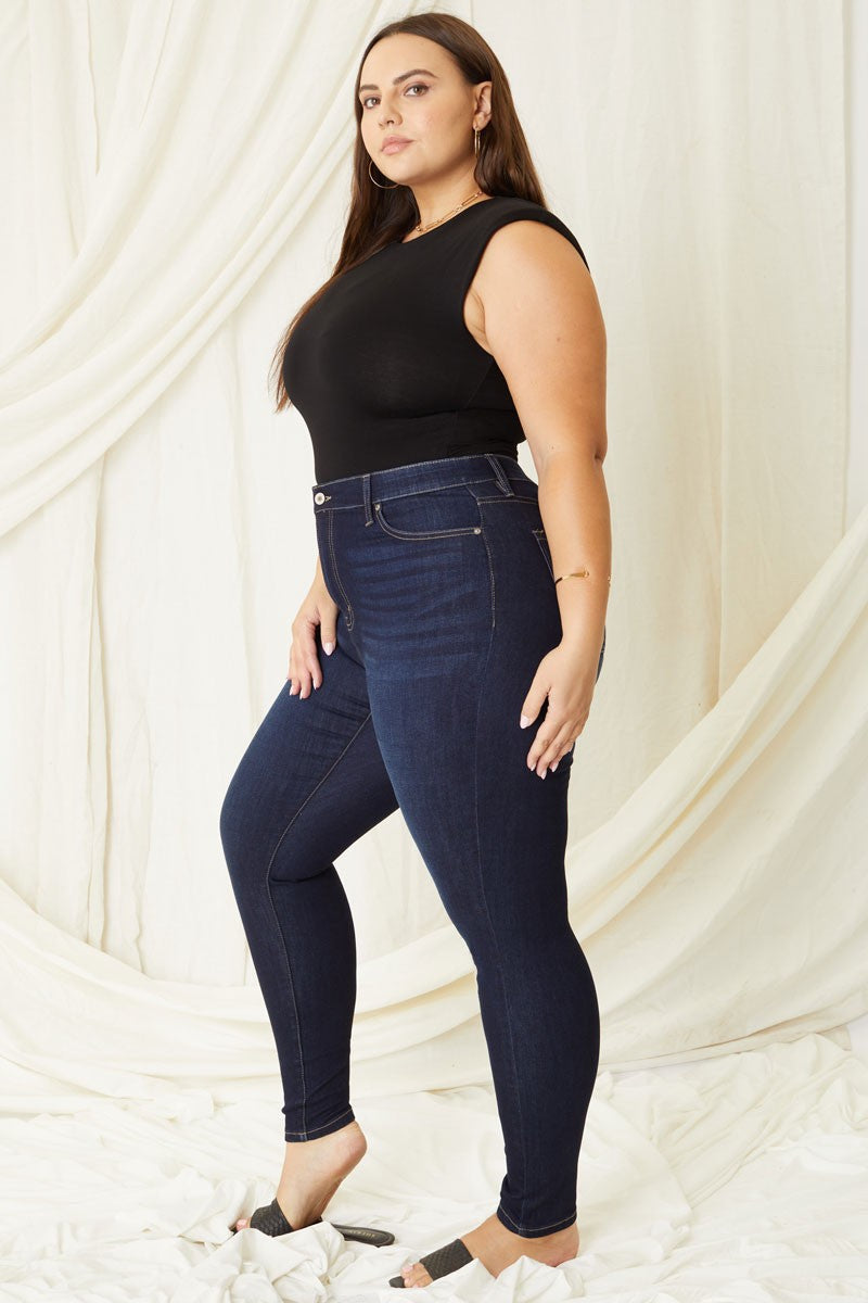 Felicity Ultra High Rise Dark Wash Skinny Jeans in Plus Size by KanCan USA