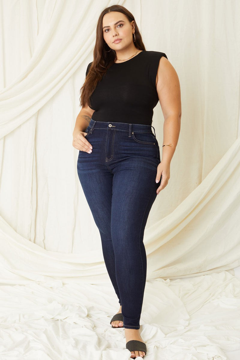 Felicity Ultra High Rise Dark Wash Skinny Jeans in Plus Size by KanCan USA