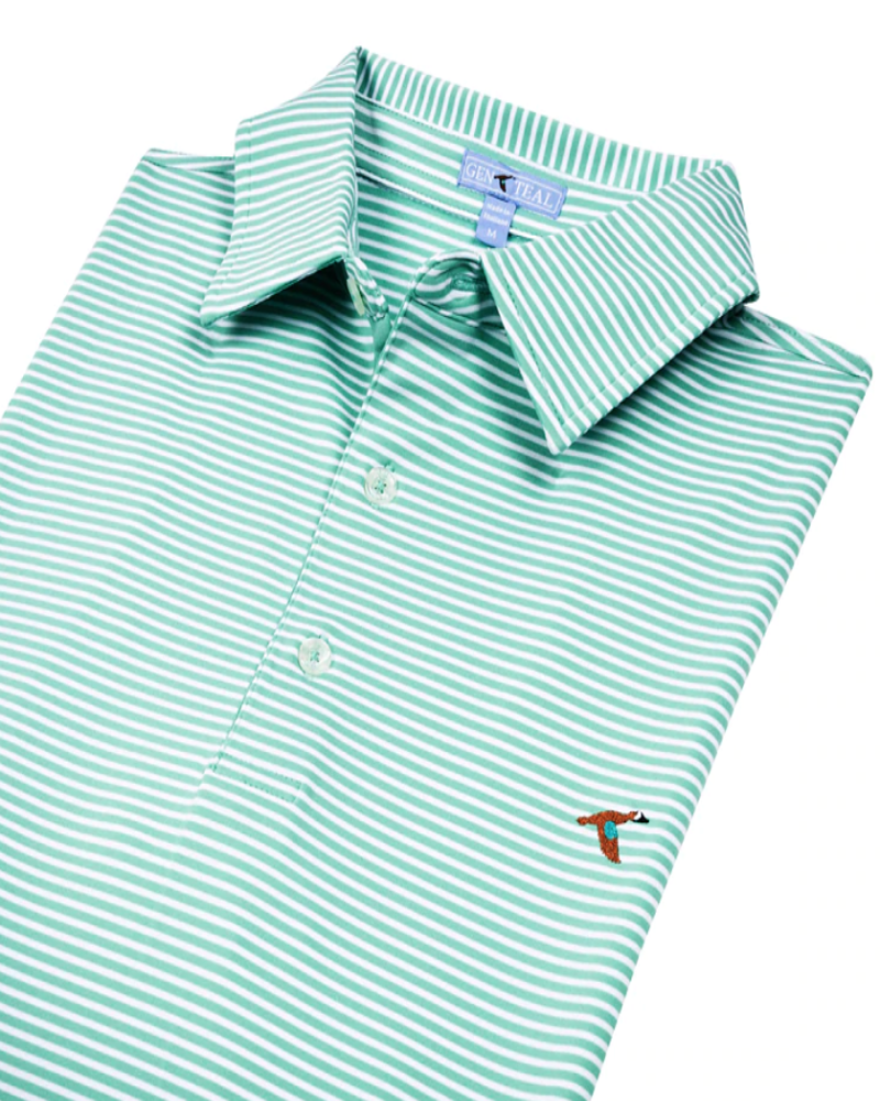 Fern Clubhouse Stripe Performance Polo by GenTeal Apparel