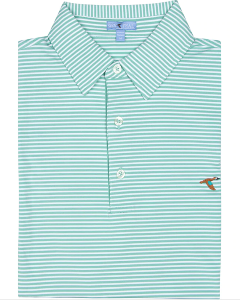 Fern Clubhouse Stripe Performance Polo by GenTeal Apparel