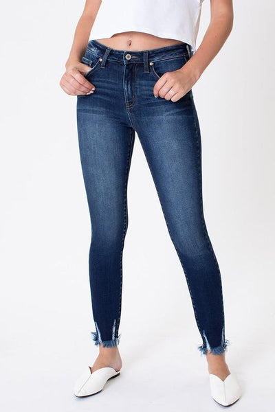 High Rise Distressed Ankle Skinny Jeans by KanCan Collection