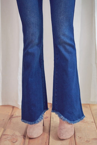 High Rise Frayed Hem Flare Jeans by KanCan