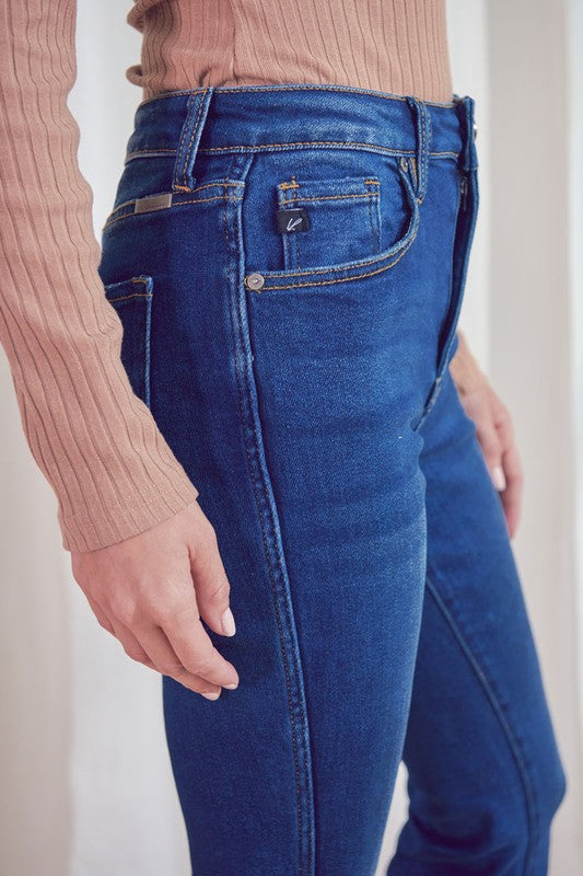 High Rise Frayed Hem Flare Jeans by KanCan
