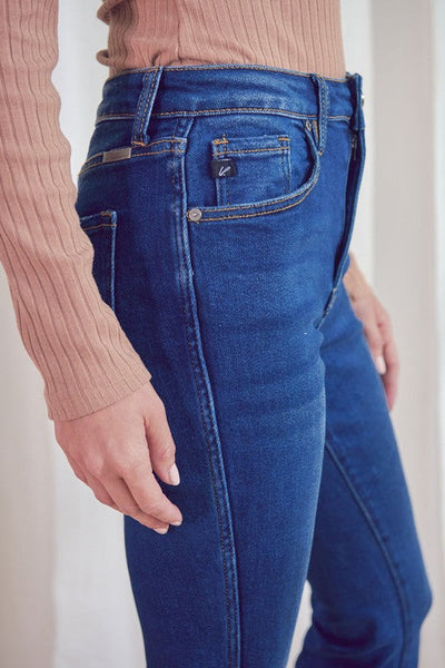 High Rise Frayed Hem Flare Jeans by KanCan