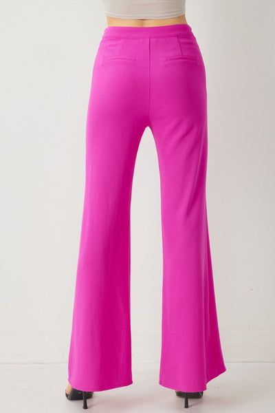 High Waist Wide Leg Pants with Split Front Seam Detail by Entro Clothing