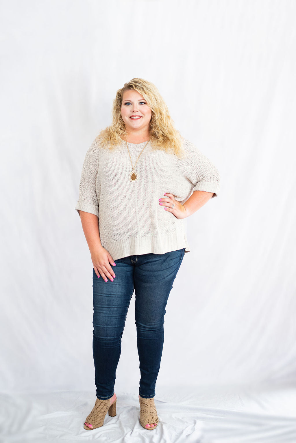It's A Breeze Tunic Sweater Knit Top in Plus Size by Easel Clothing