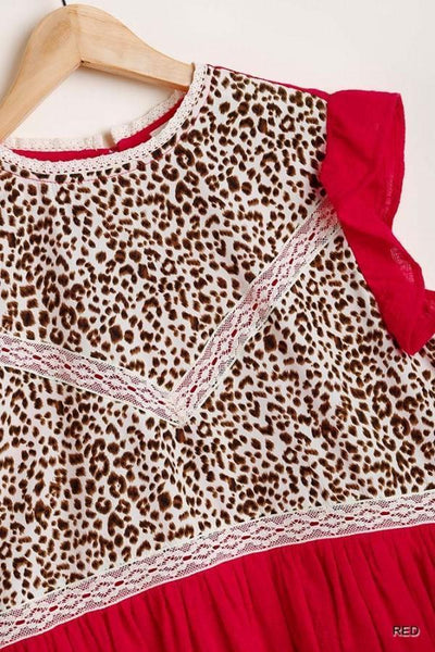 Lace Animal Print Peplum Top by Umgee Clothing