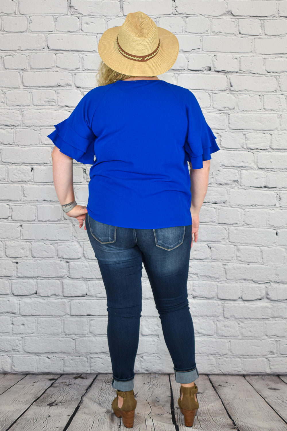 Layered Ruffle Sleeve Blouse in Plus Size by Umgee Clothing