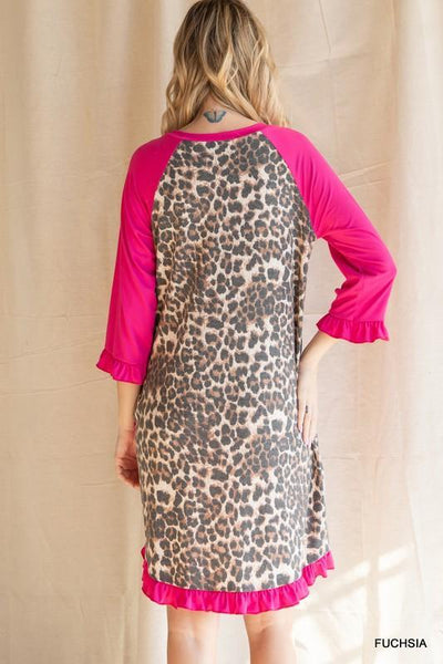 Leopard Print Back Ruffle Dress by Jodifl