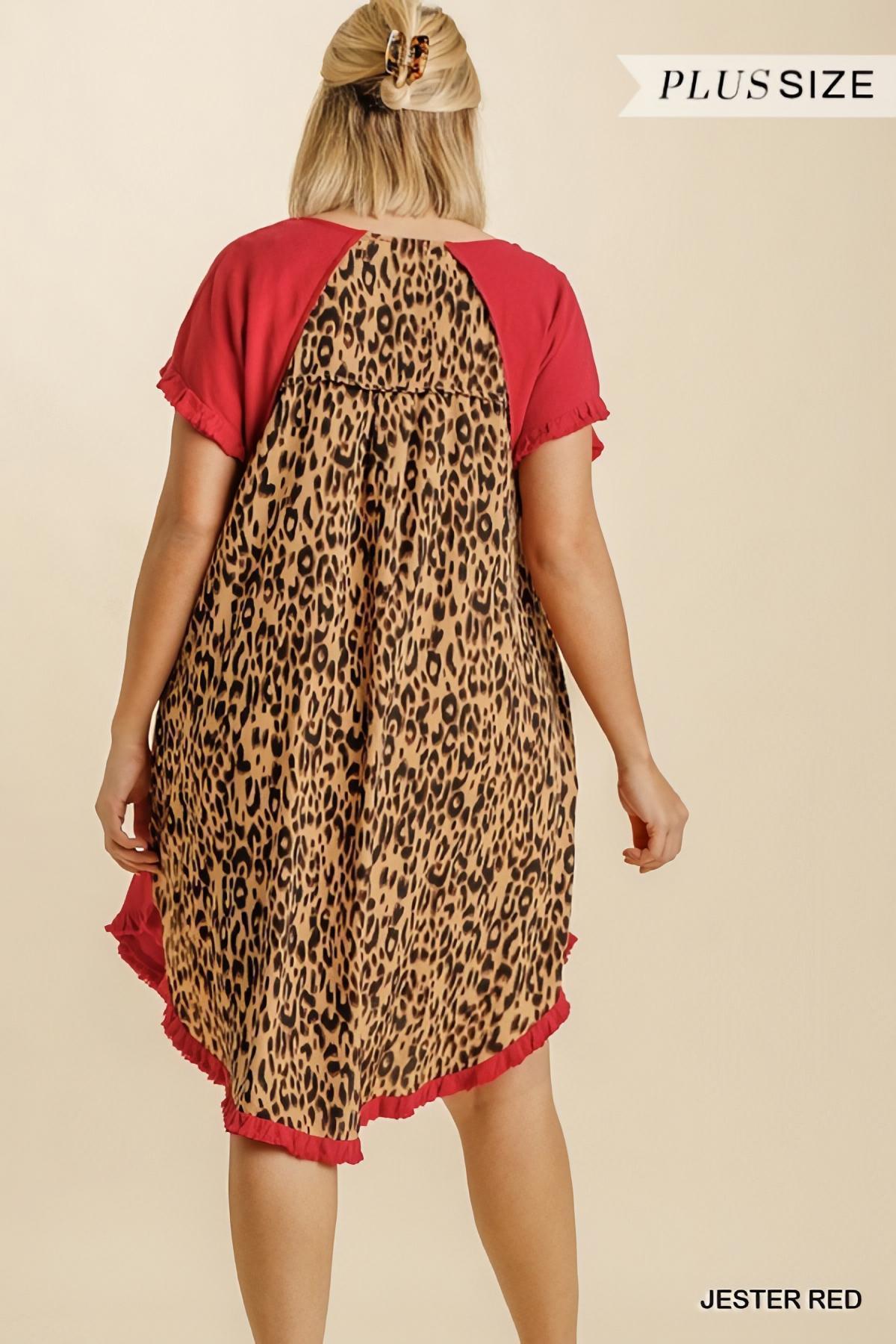 Linen Animal Print Back High-Low Dress in Plus by Umgee Clothing