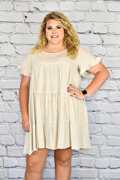 Linen Babydoll Dress in Plus Size by Umgee Clothing