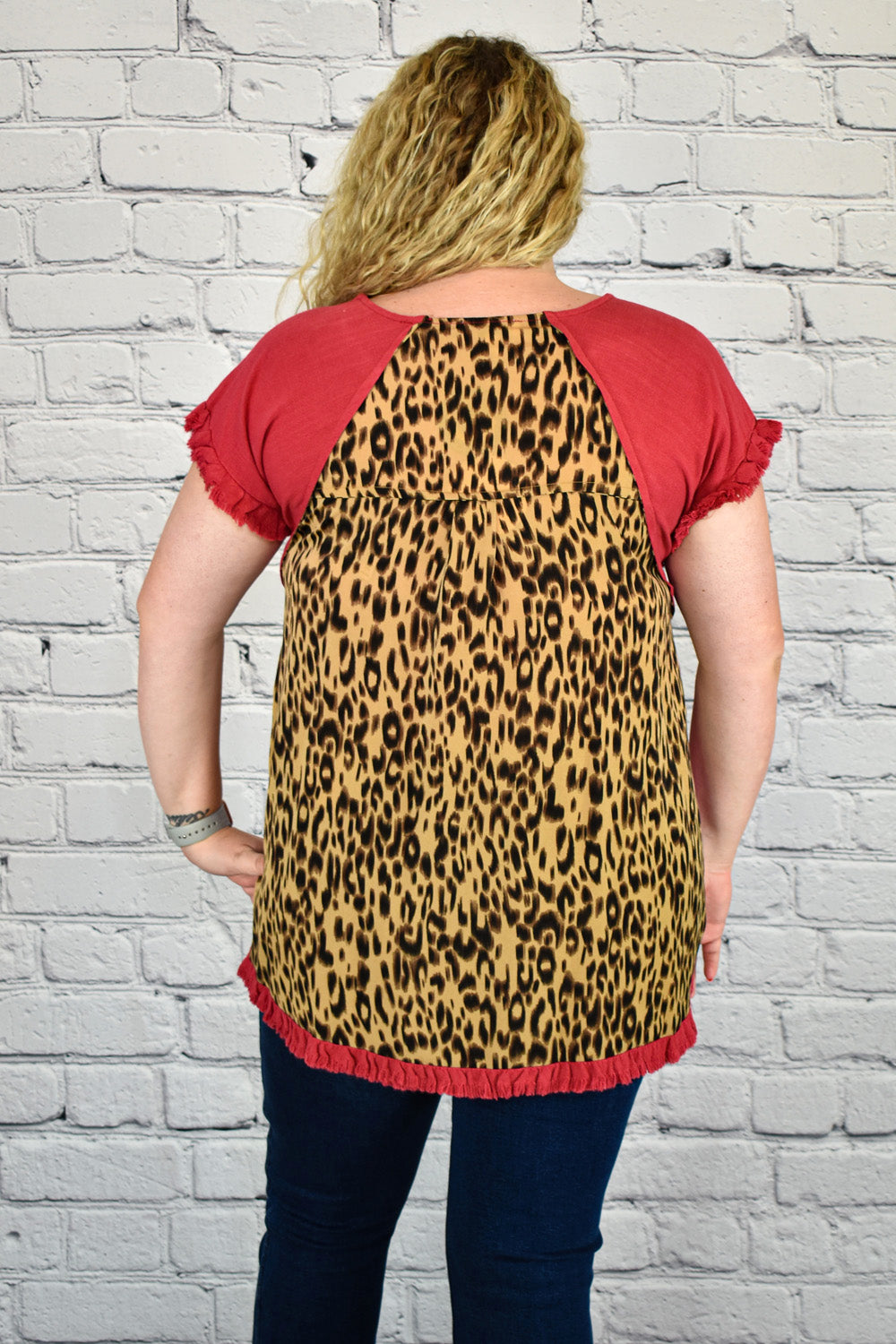 Linen Leopard Print Tunic Top In Plus Size by Umgee Clothing