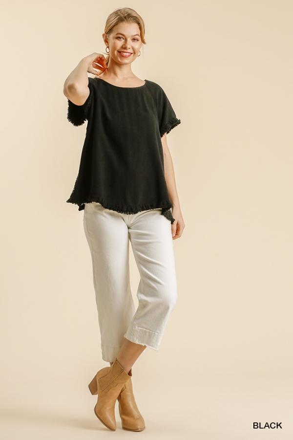 Linen Tunic Top with Lace Back Detail by Umgee Clothing