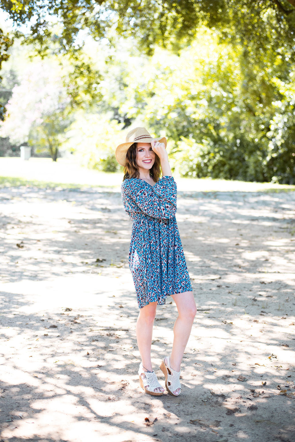 umgee long sleeve dress Umgee Clothing Animal Print Dress M / Teal Mix