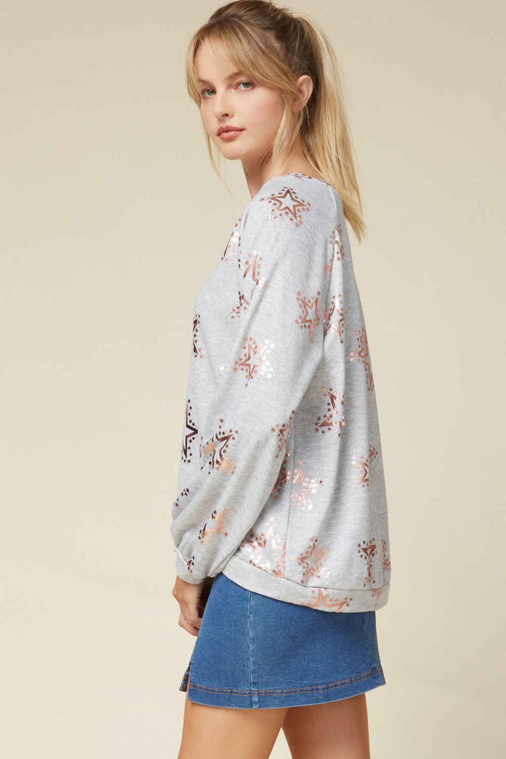 Metallic Star Print Sweatshirt by Entro Clothing