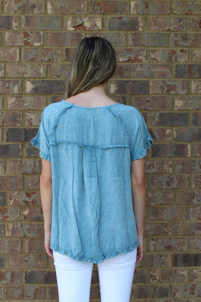 Mineral Washed Ruffle Tunic Top by Easel Clothing