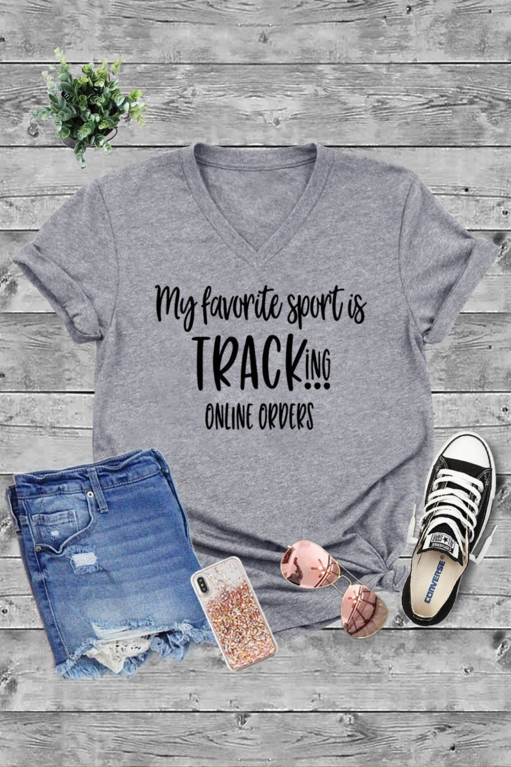 My Favorite Sport is TRACKing Online Orders Funny Graphic T-Shirt