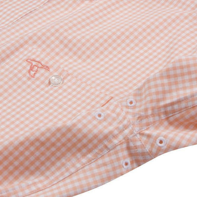 Peach Caicos Gingham Button Down Shirt by GenTeal Apparel