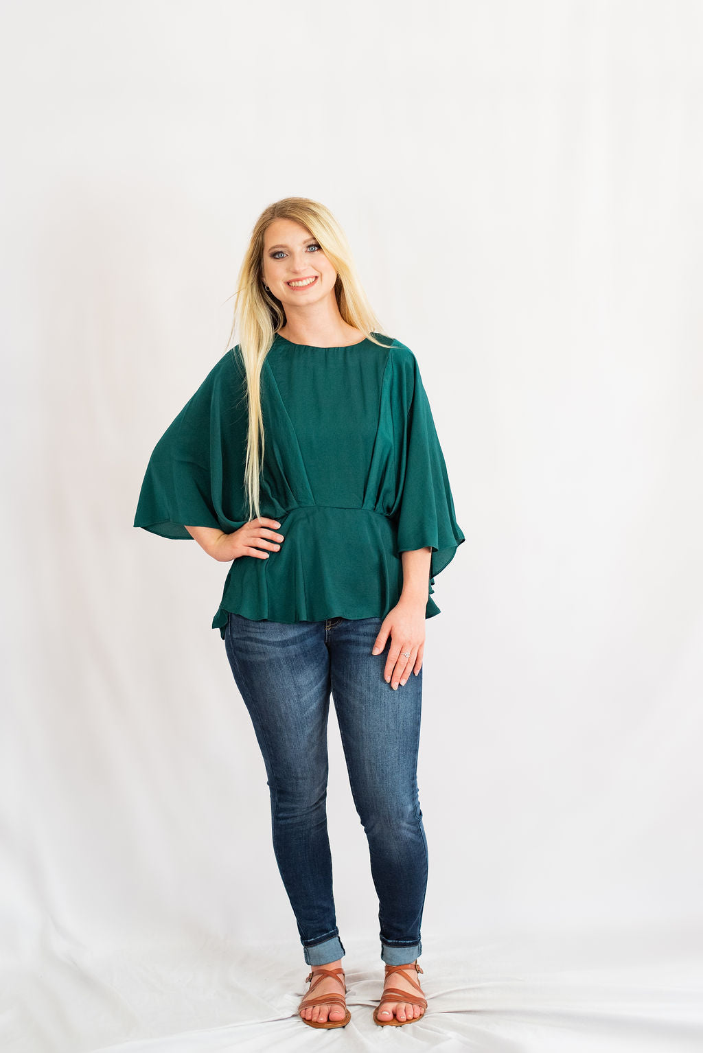 emerald green peplum top