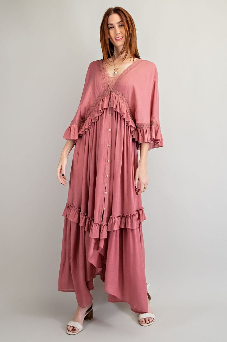 easel maxi dress Rayon Boho by Clothing Dylan Ryder Blue Dress 30” Waist Color:Forset Green Collection Sweet Escape