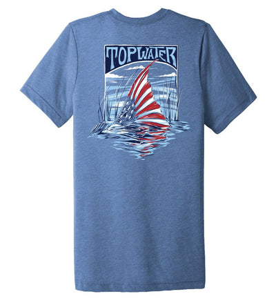 Redfish USA Flag - Short Sleeve T-Shirt by Topwater
