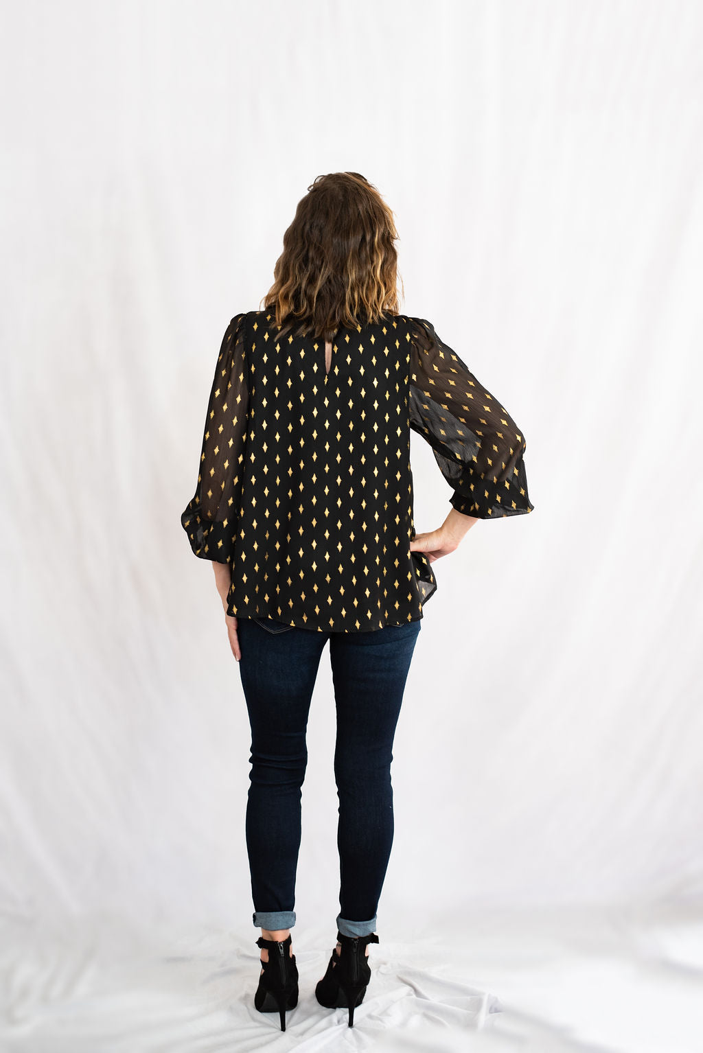 Reflective Foil Print Long Sleeve Top by Jodifl Clothing