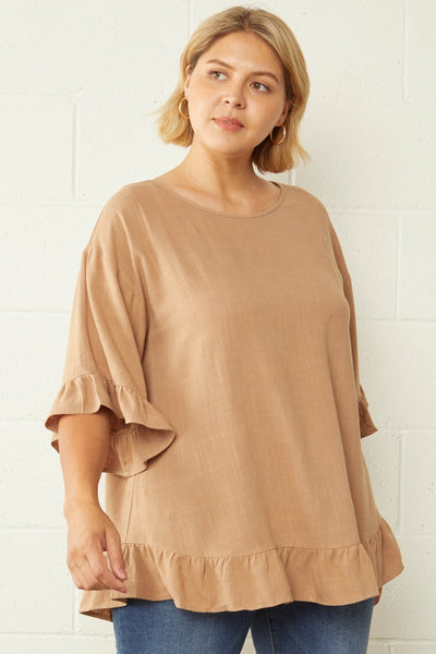 Ruffle Hem Tunic Top in Plus Size by Entro Clothing