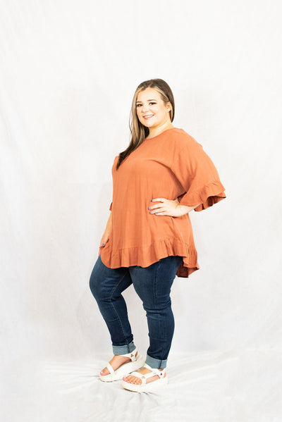 Ruffle Hem Tunic Top in Plus Size by Entro Clothing