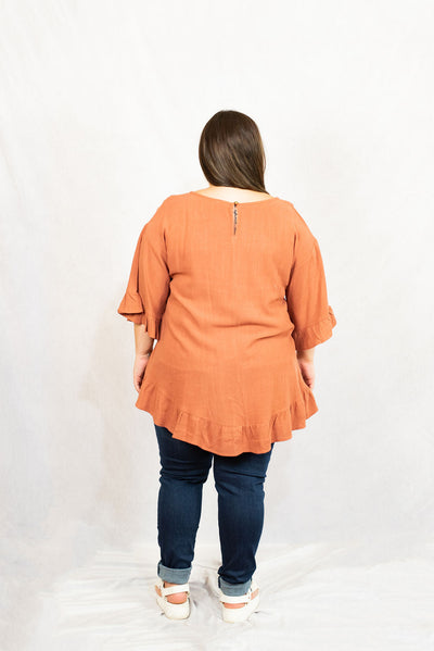 Ruffle Hem Tunic Top in Plus Size by Entro Clothing